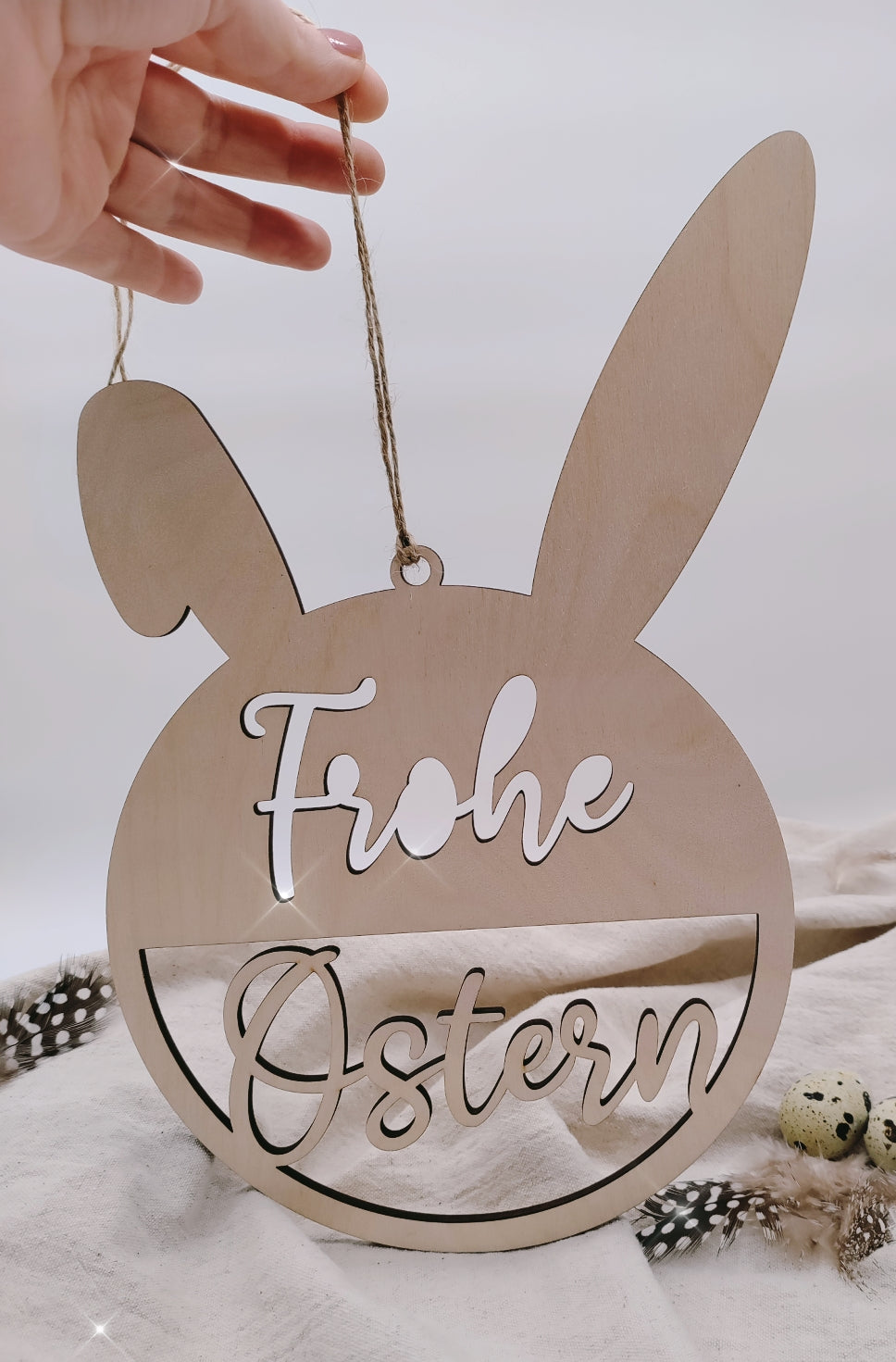 Türschild Frohe Ostern mit Hasenohren