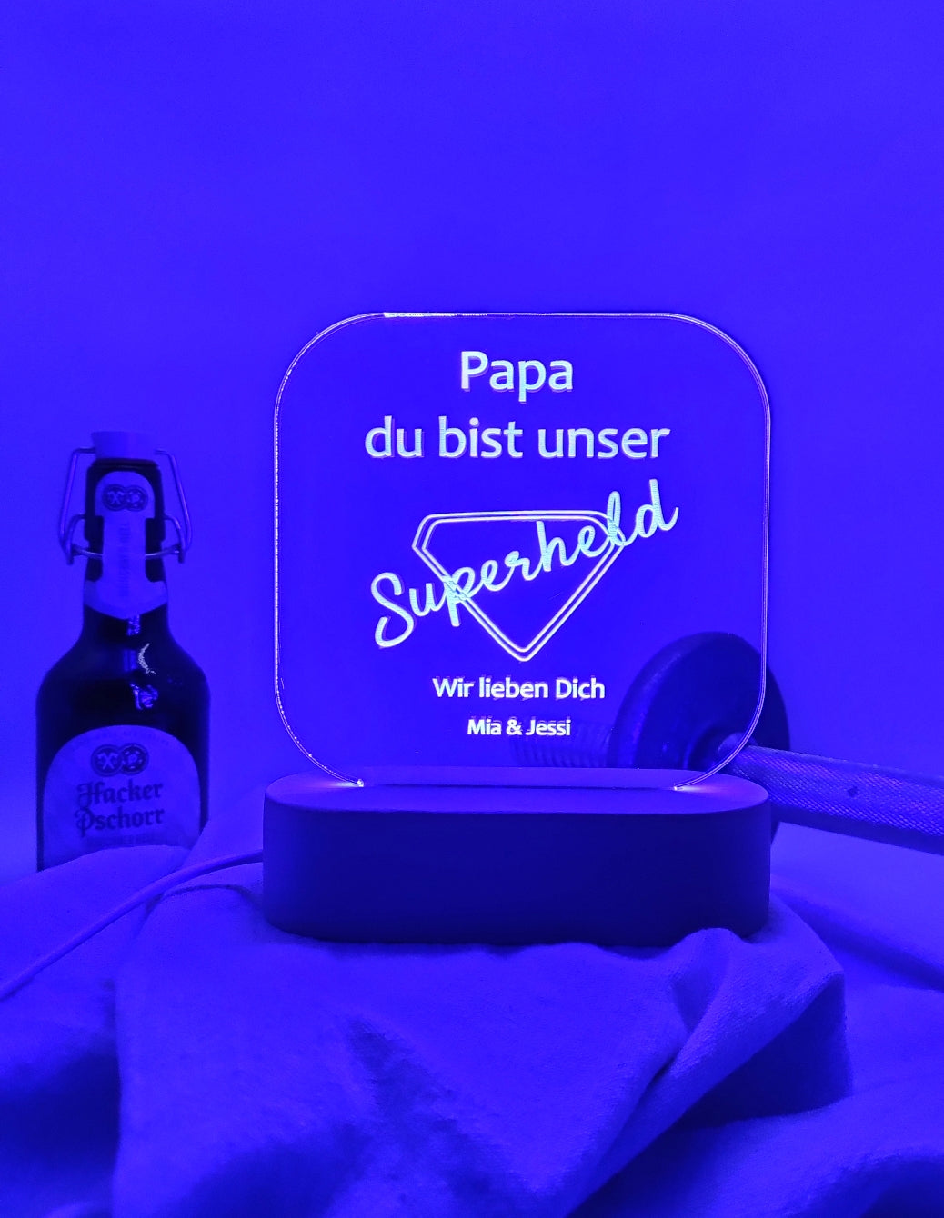 Acryl Licht Papa du bist unser Superheld