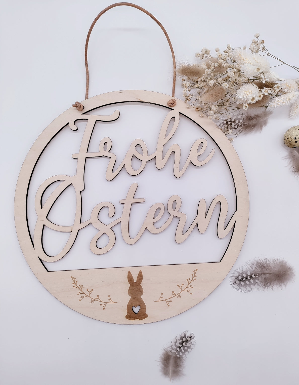 Türschild Frohe Ostern mit süßem Hasenmotiv