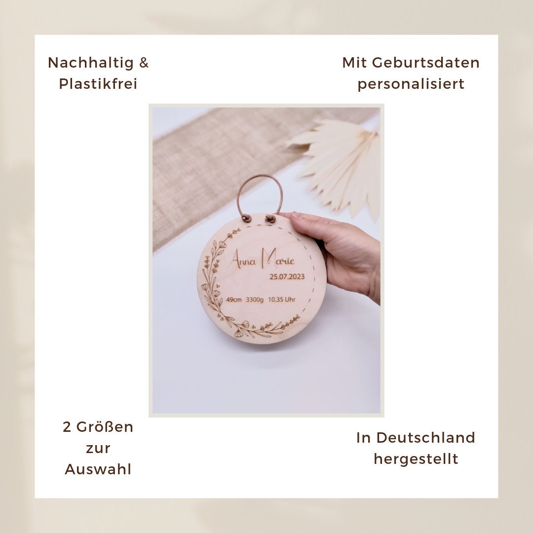 Geburtsschild mit Geburtsdaten