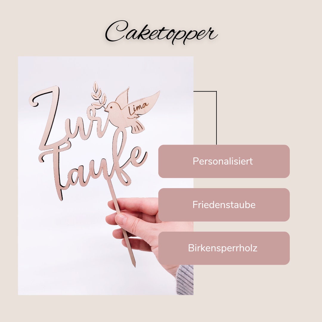 Cake Topper zur Taufe mit Personalisierung