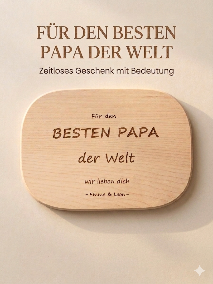 Holz Brettchen für Papa mit liebevoller Gravur, optional mit Namen personalisiert, perfektes Geschenk für Geburtstag oder Vatertag