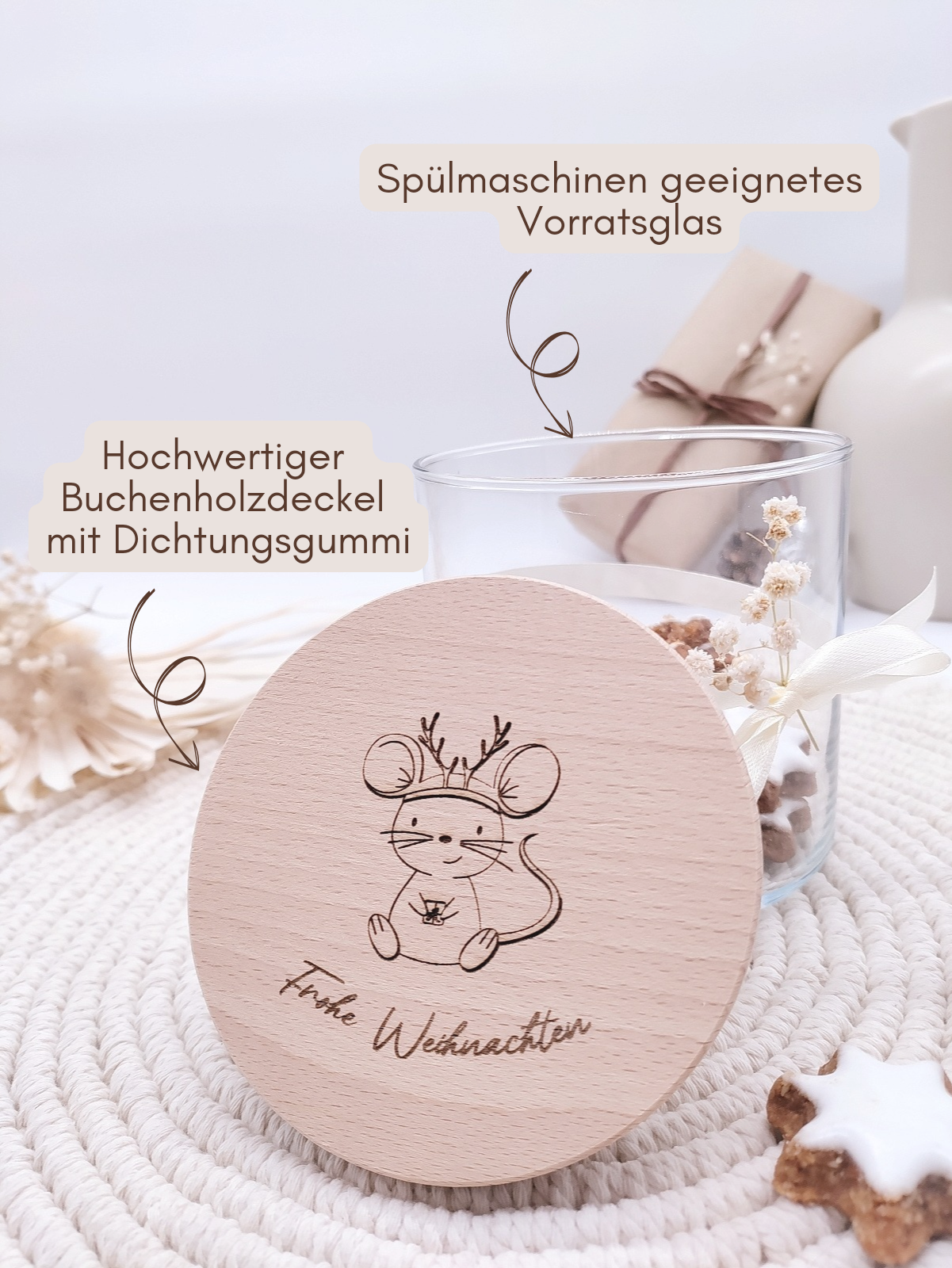 Frohe Weihnachten Vorratsglas für Plätzchen