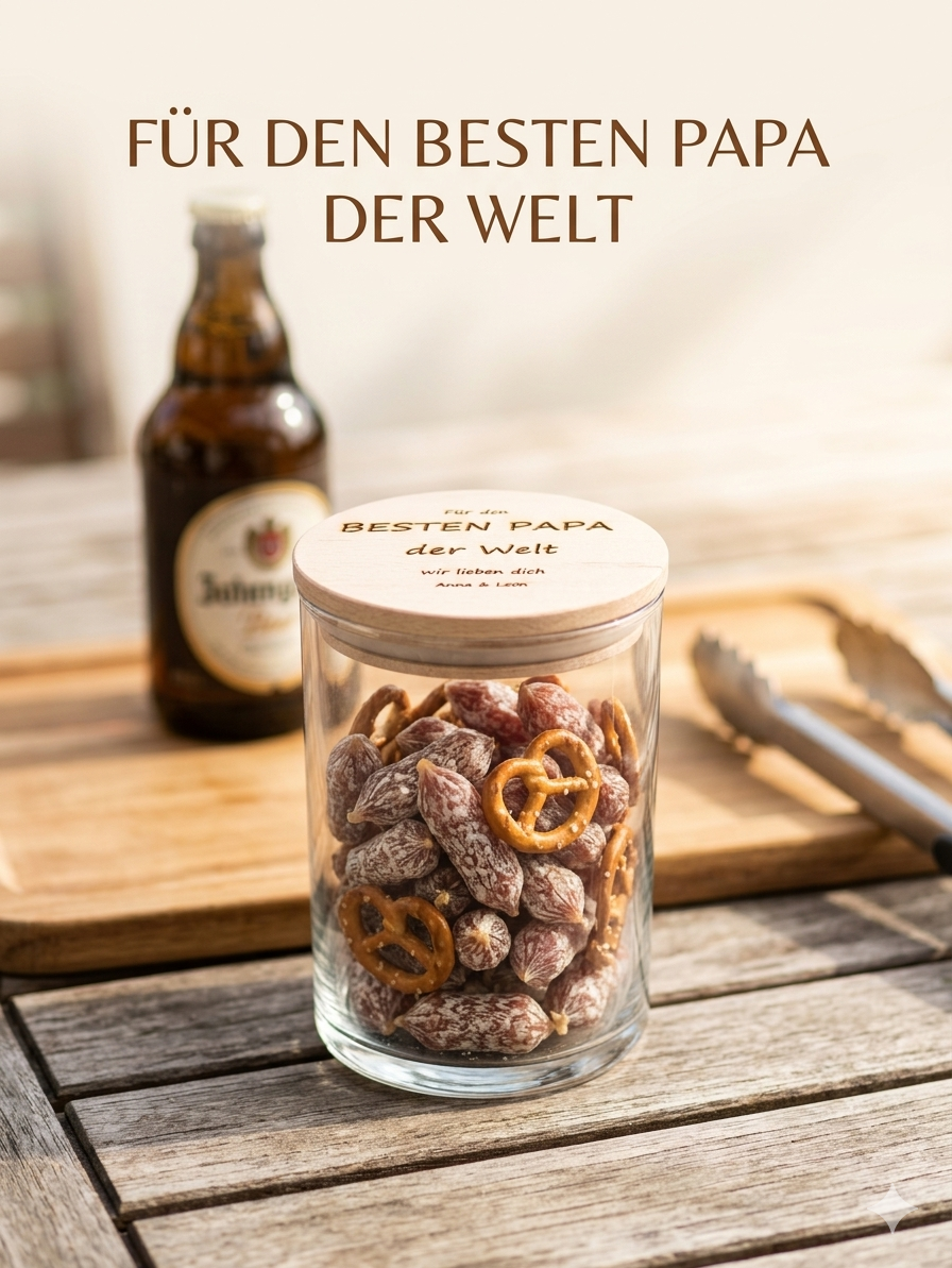 Papa Geschenk personalisiert Glas mit Gravur und Namen der Kinder emotionales Geschenk
