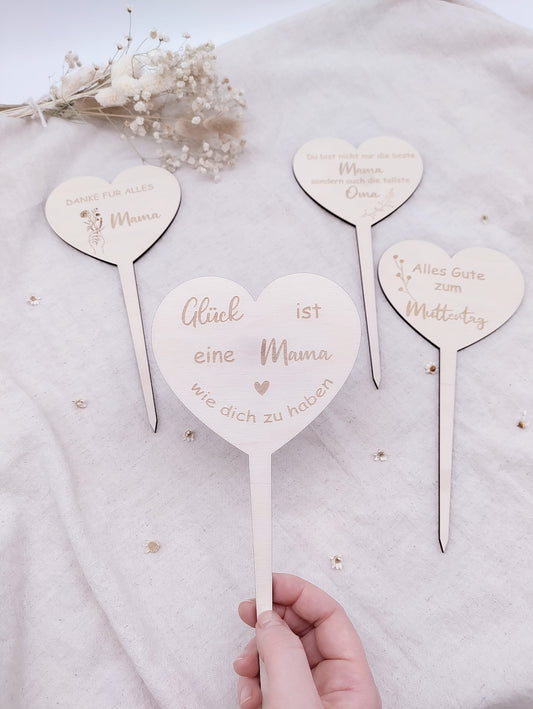 Glück ist eine Mama wie dich zu haben, Blumenstecker Muttertag
