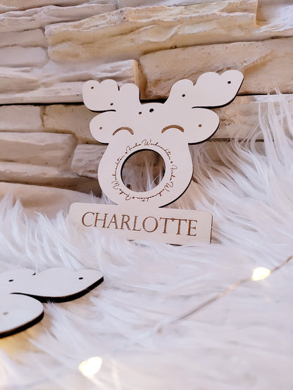 Süßes Rentier Gesicht Holz – Weihnachtsgeschenk mit Lindt Schokolade – Schokoladenhalter und Geldgeschenk Weihnachten – personalisierte Deko nachhaltig, Geschenkidee Kollegen, Freunde, Familie