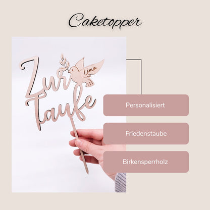 Cake Topper zur Taufe mit Personalisierung